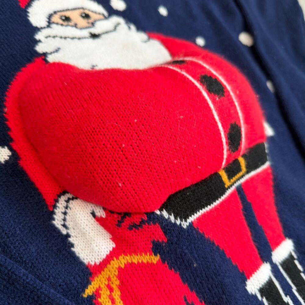 Blizzard Bay, Navy/White, Santa (Plush Belly), Striped, Holiday Sweater- L - Picture 2 of 10